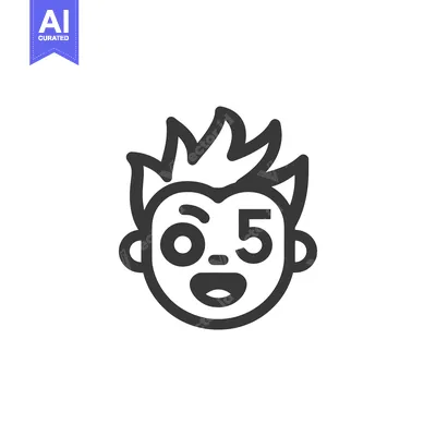 Premium design asset: Cartoon Face with Number Five: Whimsical Graphic Icon Design