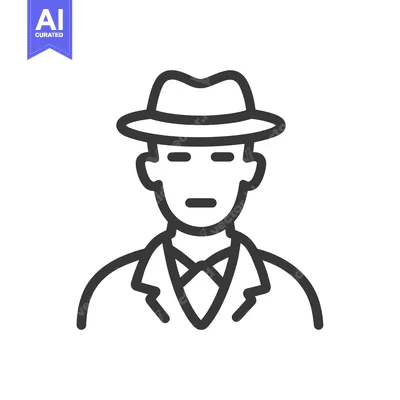 Premium design asset: Minimalist Icon of a Man in Suit and Fedora Hat
