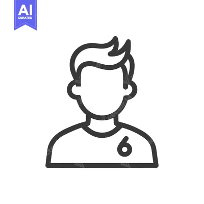 Aset desain premium: Minimalist Icon of Faceless Soccer Player with Number Six Jersey