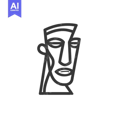 Premium design asset: Minimalist Line Art: Abstract Face Portrait with Geometric Hair Design