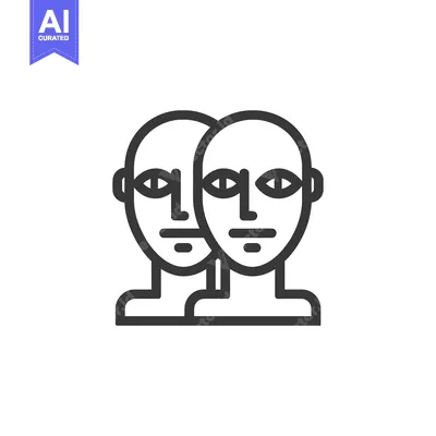 Popular premium asset: Minimalist Icon of Two Overlapping Faces in Dark Gray Outline
