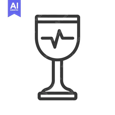 Aset premium populer: Graphic representation of a wine glass with medical heart rate