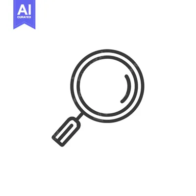 Aset desain premium: Minimalist Magnifying Glass Icon: Sleek Search Symbol on White