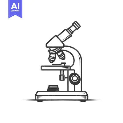 Aset desain premium: Detailed black and white illustration of an optical laboratory microsc