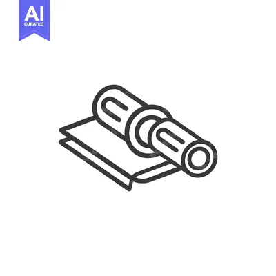 Premium design asset: A black and white graphic illustration showing rolled paper and base