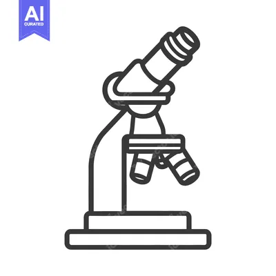 Premium design asset: An illustration of a simple black and white microscope device