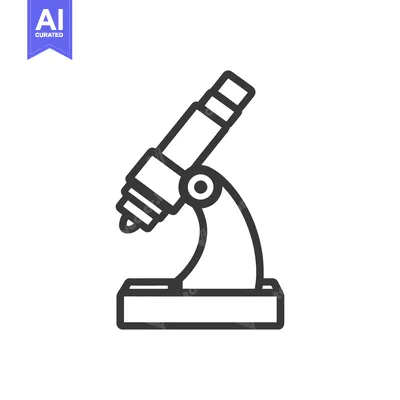 Premium design asset: A simple black and white illustration of a scientific microscope