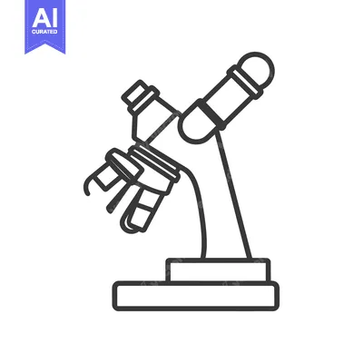 Aset premium populer: An illustrated outline depicting a scientific laboratory microscope in