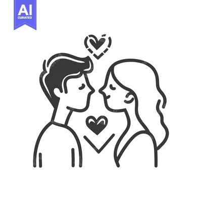Premium design asset: Silhouette illustration of loving couple gazing into each others eyes