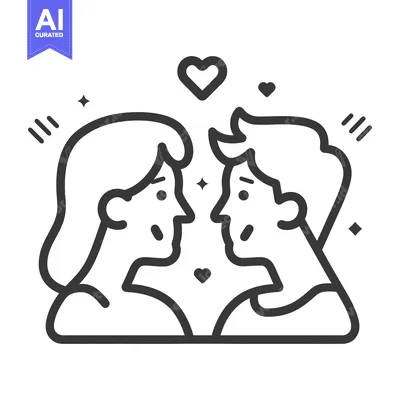 Popular premium asset: Two people facing each other with hearts above their heads