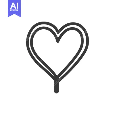 Aset desain premium: A simple line drawing of a heart on a stick