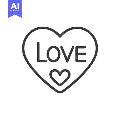 Aset desain premium: A stylized heart with the word love and smaller heart within