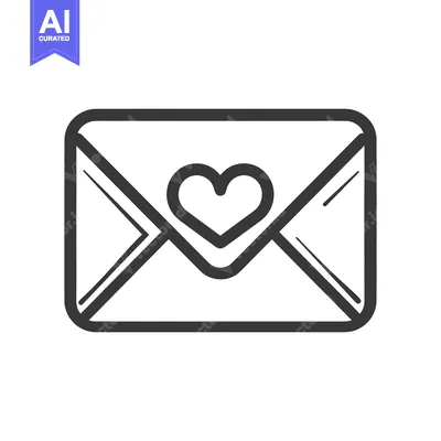 Aset premium populer: A closed envelope with a heart symbol on its front face