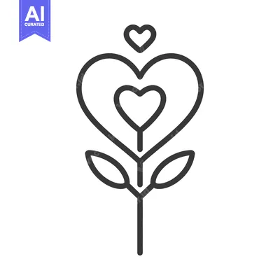 Aset premium populer: A stylized illustration depicting a floral design with hearts