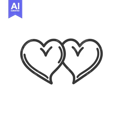 Aset premium populer: Two overlapping black heart outlines representing love and affection