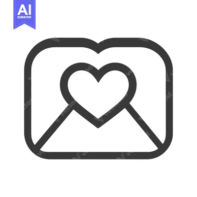 Aset desain premium: An icon depicting an envelope containing a simple heart shape