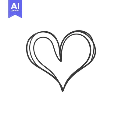 Aset desain premium: A hand drawn sketch of a simple heart shape design