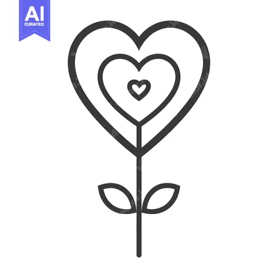 Aset premium populer: A stylized illustration of a heart shaped flower on white background