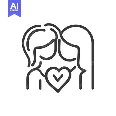 Aset desain premium: Two people embracing with a heart shared between them