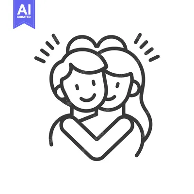 Two Smiling People Embracing in a Symbol of Affection