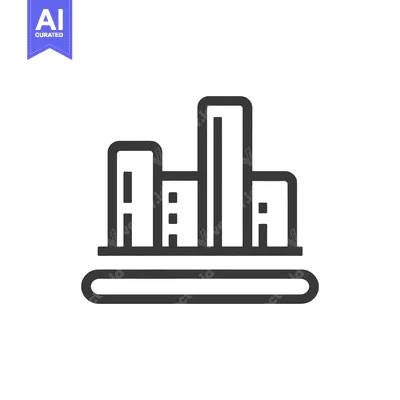 Aset premium populer: Minimalist Cityscape Icon: Modern Urban Skyline Graphic Symbol