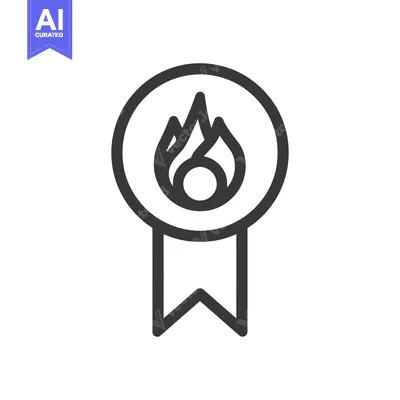 Aset premium populer: Minimalist Fire Badge Icon: Bold Outline, Modern Design, Achievement S