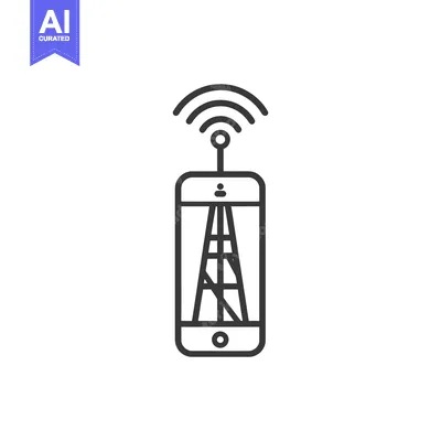Aset desain premium: Oil Derrick Inside Smartphone with Wireless Signal Icon, Minimalist Li