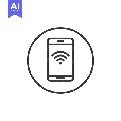 Premium design asset: Minimalist Smartphone Icon with WiFi Symbol in Circular Frame