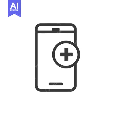 Premium design asset: Smartphone with Plus Sign Icon: Add Contact, New App, Medical Alert