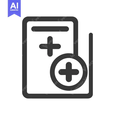 Aset premium populer: Medical Record Icon: Add New Document with Plus Symbol in Circle