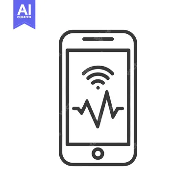 Aset premium populer: Smartphone with Heartbeat Signal Icon, Medical App Concept, Minimalist