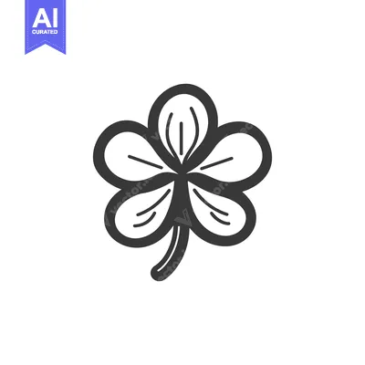 A stylized black and white clover graphic element on white background