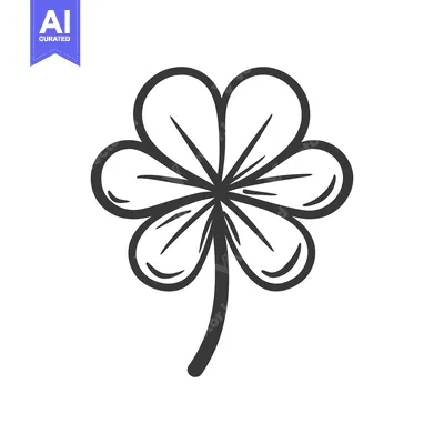 A simple outlined drawing of a five leaf clover