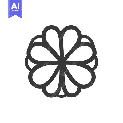 Premium design asset: A monochrome eight petal flower design on a white background