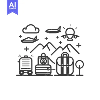 Popular premium asset: Luggage, Airplanes, and Mountains - A Simple Travel Illustration