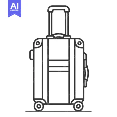 Simple illustration of a wheeled suitcase with extending handle uprigh