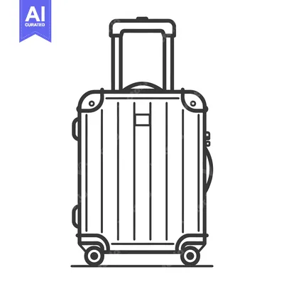 Premium design asset: A modern black and white illustration of a rolling suitcase