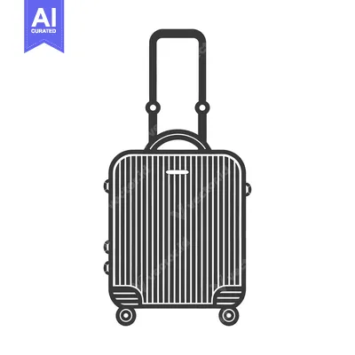 Aset premium populer: Black and white line art of a wheeled travel suitcase