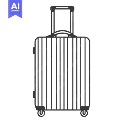 Aset premium populer: A black and white illustration of a rolling suitcase