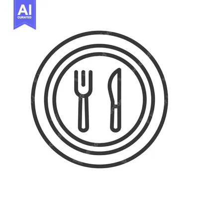 Popular premium asset: Minimalist Plate Setting Icon: Fork and Knife on Round Plate, Black Ou