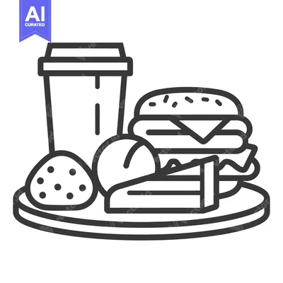 Aset premium populer: A monochromatic illustration of a fast food meal