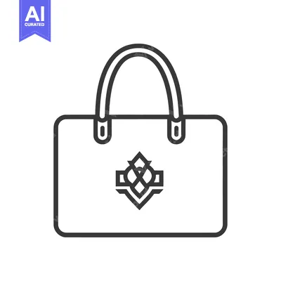 Aset premium populer: A graphic illustration of a shopping bag with decorative handles desig