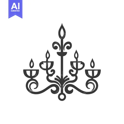 Decorative chandelier design features multiple candle holders with sty