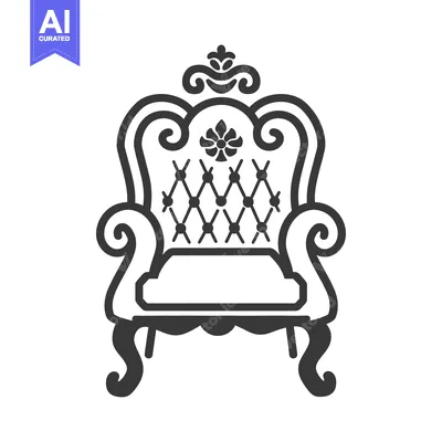 Premium design asset: A stylized black and white image of an ornate armchair design