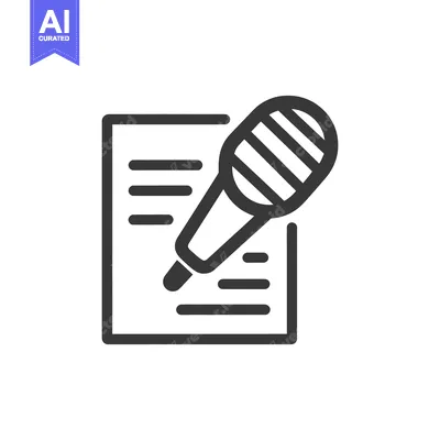 Podcast Recording Icon: Microphone and Script, Minimalist Design
