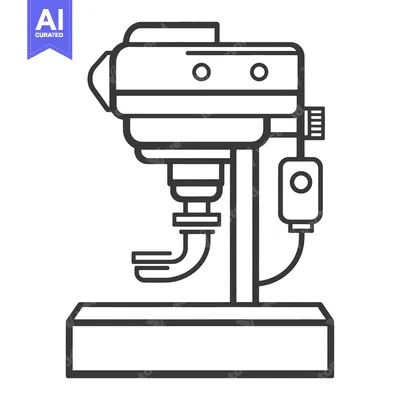 Aset premium populer: A simple line drawing illustration of a benchtop drill press