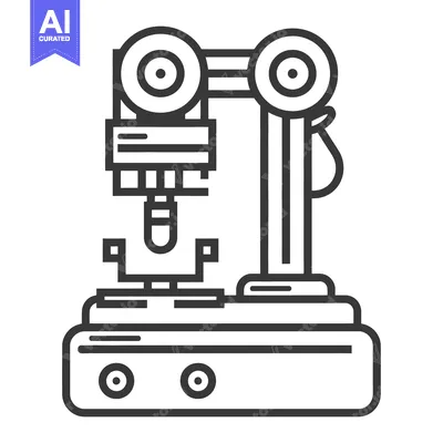 Aset premium populer: An outlined illustration of a mechanical arm and platform