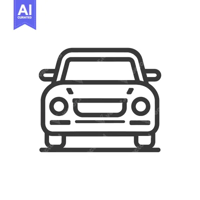 Aset desain premium: Minimalist Car Icon: Front View, Bold Outline, Automotive Symbolism