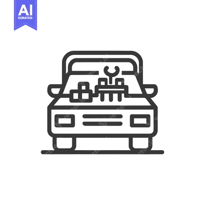 Aset desain premium: Car Repair Icon: Front View of Vehicle with Engine Work