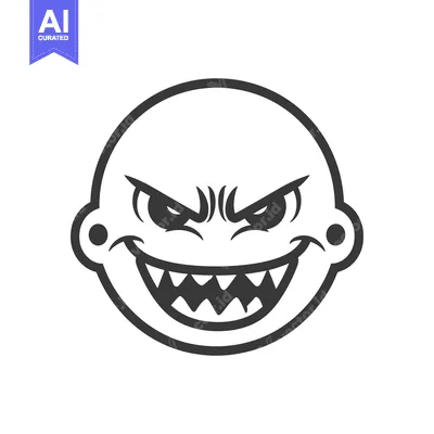 A graphic illustration of an angry face with a menacing expression